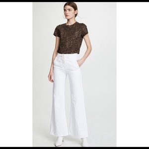 NWT Mother white lace up wide leg denim. Size 28